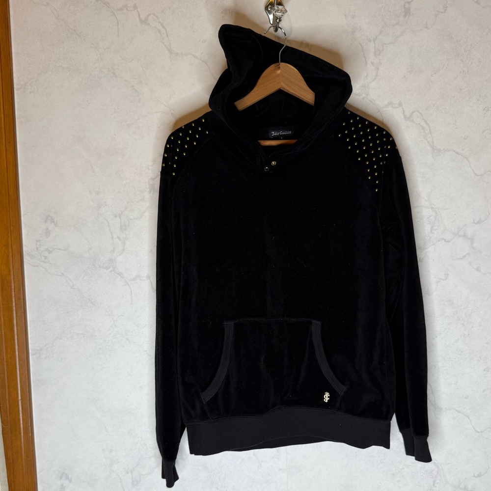Y2K Juicy couture black velour hoodie